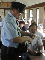 Train conductor at work